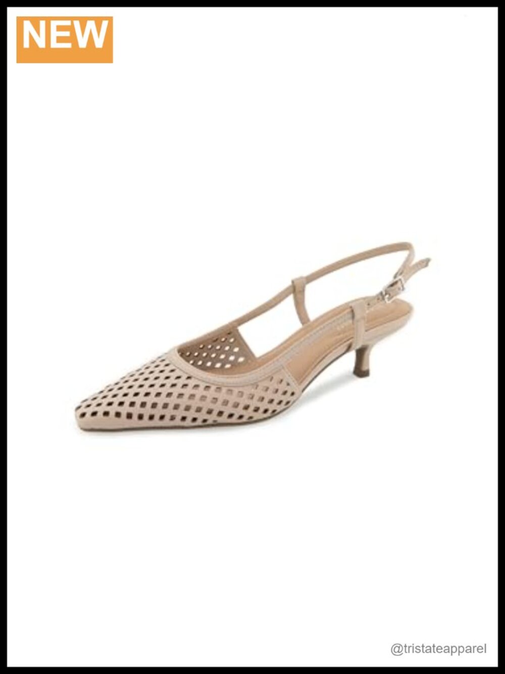 Perf Pointed Toe Kitten Heel Slingback Pump